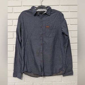 Men’s long sleeve button down. Ocean Current. Blue and white. Size Medium